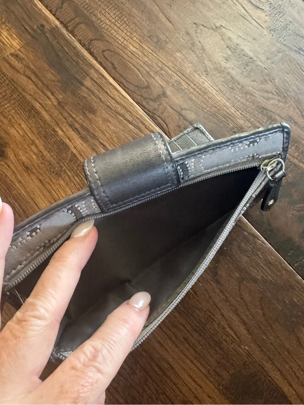 Coach Grey Silver Signature C Logo Wallet